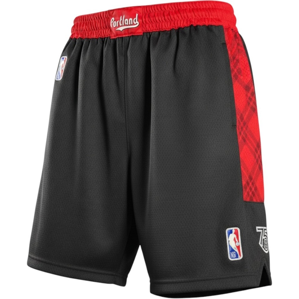 Nike NBA Shorts Mens 42 Black Red Portland Trail Blazers 75th Anniversary Plaid